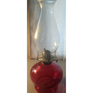 Vintage Rar Hurricane Kerosene Oil Lamp Eagle Burner Ruby Red